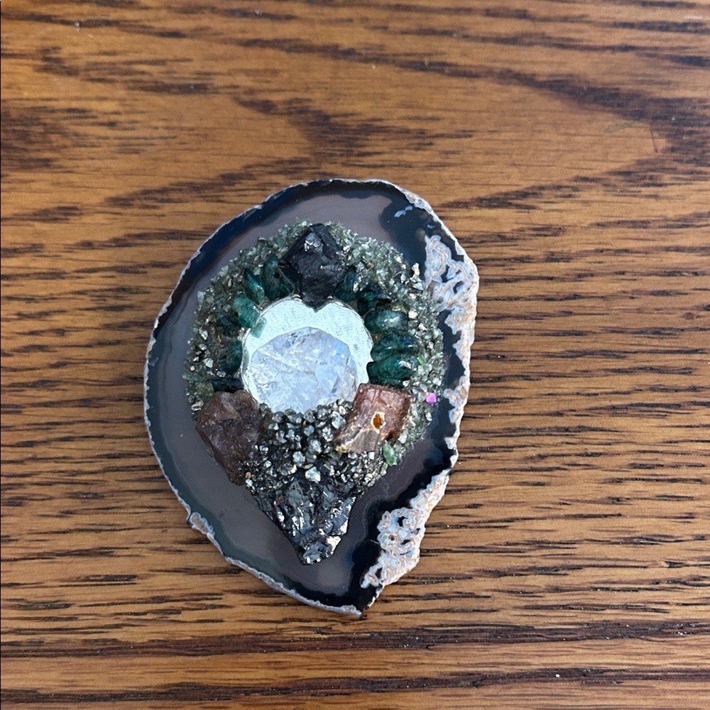 Artisan Green and Silver Brooch